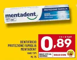 Il Centesimo Dentifricio protezione famiglia Mentadent offerta