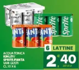 Despar Sicilia Acqua tonica Kinley/Sprite/Fanta vari gusti offerta
