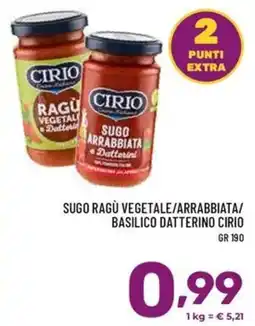 Il Centesimo Sugo ragù vegetale/arrabbiata/basilico datterino cirio offerta