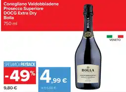 Carrefour Conegliano Valdobbiadene Prosecco Superiore DOCG Extra Dry Bolla offerta