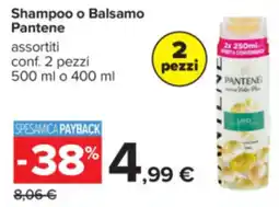 Carrefour Shampoo o Balsamo Pantene offerta