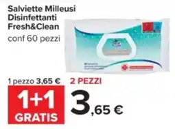 Carrefour Salviette Milleusi Disinfettanti Fresh&Clean offerta