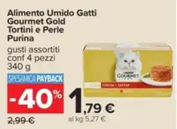 Carrefour Alimento Umidio Gatti Gourmet Gold Tortini e Perle Purina offerta
