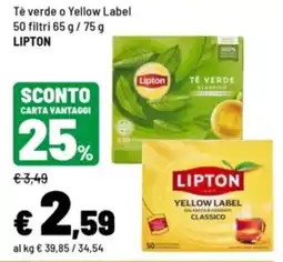 Iper La Grande Tè verde o Yellow Label LIPTON offerta