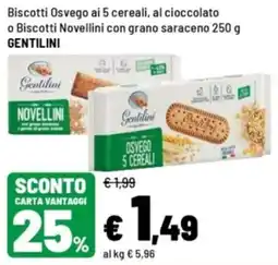 Iper La Grande Biscotti Osvego ai 5 cereali, al cioccolato o Biscotti Novellini con grano saraceno offerta