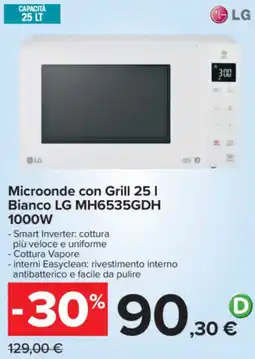 Carrefour Microonde con Grill 25 l Bianco LG MH6535GDH offerta