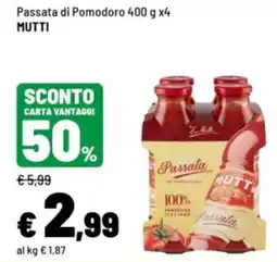 Iper La Grande Passata di Pomodoro Mutti offerta