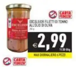 Pim Supermercati Excelsior filetti di tonno all'olio di oliva offerta