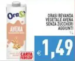 Pim Supermercati OraSi bevanda vegetale avena senza zuccheri aggiunti offerta