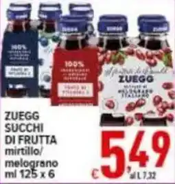 Iper Triscount Zuegg succhi di frutta mirtillo/melograno offerta