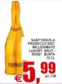 Pewex Sant'Orsola Prosecco Doc Millesimato Luxury Brut Rose' Busta offerta