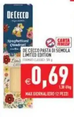 Pim Supermercati De Cecco pasta di semola limited edition offerta
