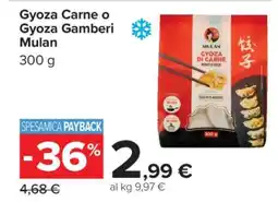 Carrefour Gyoza Carne o Gyoza Gamberi Mulan offerta
