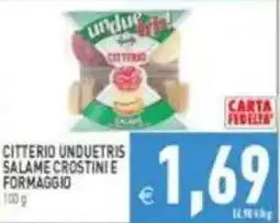 Pim Supermercati Citterio unduetris salame crostini e formaggio offerta
