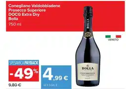 Carrefour Conegliano Valdobbiadene Prosecco Superiore DOCG Extra Dry Bolla offerta
