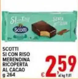 Iper Triscount Scotti si con riso merendina ricoperta al cacao offerta