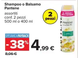 Carrefour Shampoo o Balsamo Pantene offerta