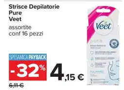 Carrefour Strisce Depilatorie Pure Veet offerta