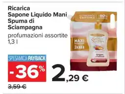 Carrefour Ricarica Sapone Liquido Mani Spuma di Sciampagna offerta