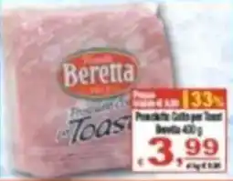 CTS Supermercati Prosciutto Cotto per Toast Beretta offerta