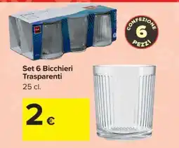 Carrefour Set 6 bicchieri trasparenti offerta