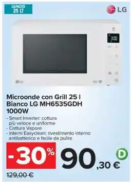 Carrefour Microonde con Grill 25 l Bianco LG MH6535GDH 1000W offerta