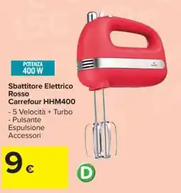 Carrefour Sbattitore Elettrico Rosso Carrefour HHM400 offerta