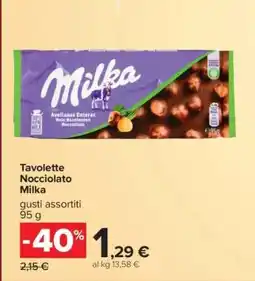 Carrefour Tavolette Nocciolato Milka offerta