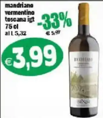 Il Castoro Supermercati Mandriano vermentino toscana igt offerta