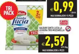 Pim Supermercati Galbani Santa Lucia La Leggera Tris Mozzarella offerta