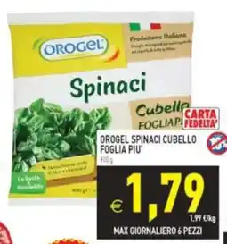 Pim Supermercati Orogel spinaci cubello foglia piu' offerta