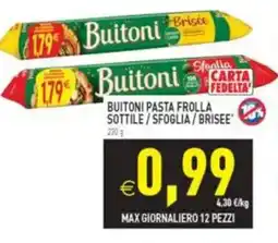 Pim Supermercati Buitoni pasta frolla sottile / sfoglia / brisee' offerta