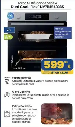 Euronics Tufano Dual Cook Flex NV7B45403BS offerta