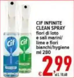 Iper Triscount Cif infinite clean spray fiori di loto e sali marini/lime e fiori bianchi/hygiene offerta