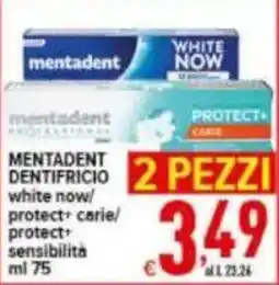 Iper Triscount Mentadent dentifricio offerta
