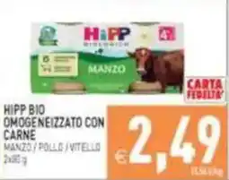 Pim Supermercati Hipp bio omogeneizzato con carne manzo offerta