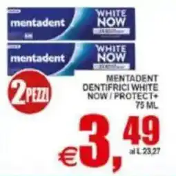 Pewex Mentadent dentifrici white now / protect+ offerta