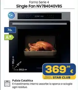 Euronics Tufano Forno Serie 4 Single Fan NV7B4040VBS offerta