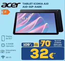 Euronics Tufano Acer Tablet Iconia A10 offerta