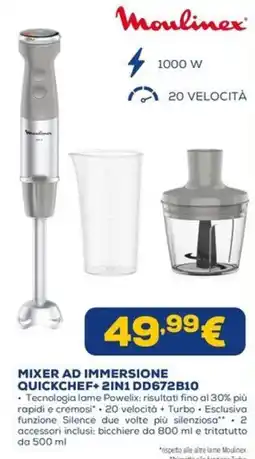 Euronics Moulinex Mixer ad immersione QuickChef+ 2in1 offerta