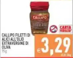 Pim Supermercati Callipo filetti di alici all'olio extravergine di oliva offerta