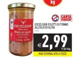 Pim Supermercati Excelsior filetti di tonno all'olio di oliva offerta