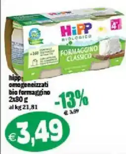 Il Castoro Supermercati Hipp omogeneizzati bio formaggino offerta