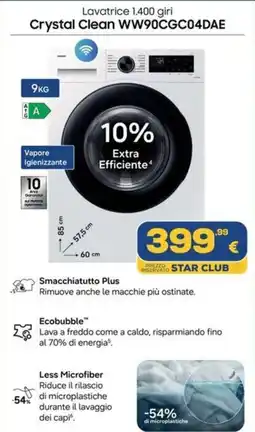 Euronics Tufano Lavatrice Crystal Clean offerta