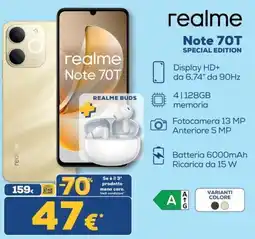 Euronics Tufano Realme Note 70T Special Edition offerta
