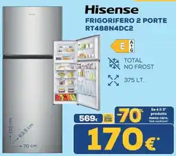 Euronics Tufano Hisense frigorifero 2 porte offerta