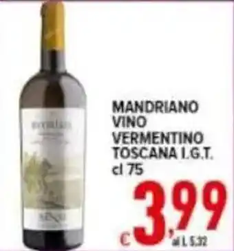 Iper Triscount Mandriano vino vermentino toscana i.g.t. offerta
