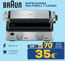 Euronics Tufano Braun Bistecchiera Multigrill 7 CG7020 offerta