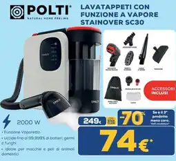 Euronics Tufano Polti Lavatappeti con funzione a vapore Stainover SC30 offerta