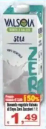 CTS Supermercati Bevanda vegetale Valsoia di Soja Zero Zucchero offerta